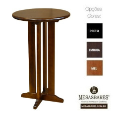 Mesa Bistrô Alta Redonda 60 cm Bar em Madeira - Cod: 1824