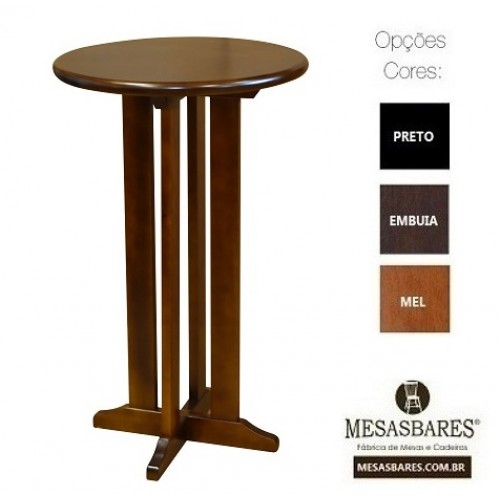 Mesa Bistrô Alta Redonda 60 cm Bar em Madeira - Cod: 1824