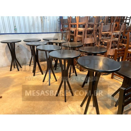 Mesa Bistrô Alta Redonda 60 cm Bar em Madeira - Cod: 1825