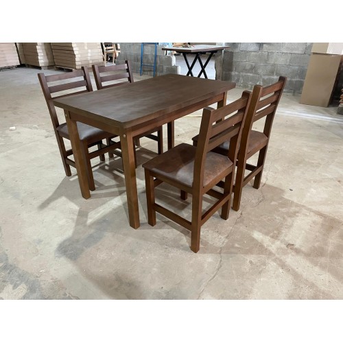 Conjunto Mesa 120x70 de Madeira com 4 Cadeiras Estofada Preto- Cod: 80524