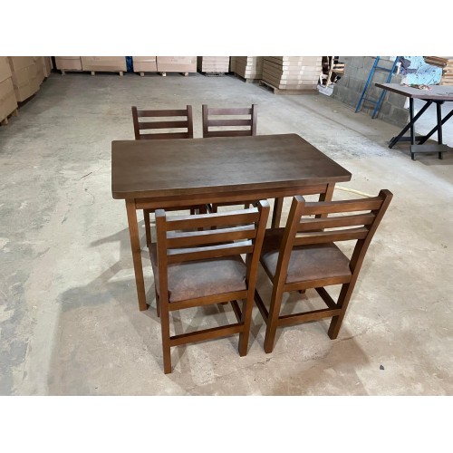 Conjunto Mesa 120x70 de Madeira Cor Embuia com 4 Cadeiras Estofada - Cod: 2026