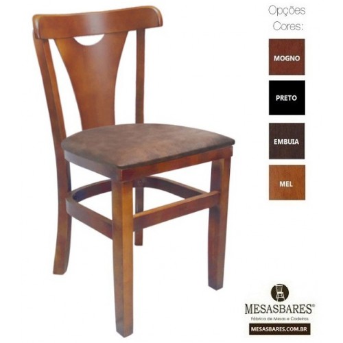 Cadeira de Madeira Estofada Fixa Mel - Cod: 5010