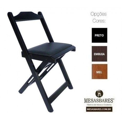 Conjunto Dobrável para Bar Mesa 120x70 com 4 Cadeiras Estofada de Madeira - Cod: 528