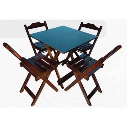 Conjunto De Mesa Bar 70x70 Com 4 Cadeiras Dobráveis Em Madeira Embuia  - Cod: 762