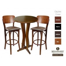 Conjunto Bistrô Mesa 60 cm Com 2 Banquetas Anatômicas Com Estofado Mel- Cod: 80563