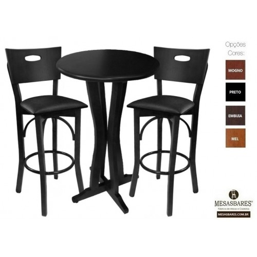 Conjunto de Bistrô Mesa Alta de Madeira Com 2 Banquetas Embuia - Cod: 85672