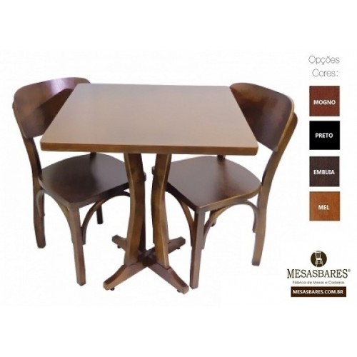 Conjunto de Madeira Top Mesa 60X60 Mais Cadeiras - Cod: 1841