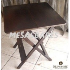 Mesa 70x70cm Dobrável de Madeira Maciça com Canto Arrendondado para Restaurante- Cod: 994